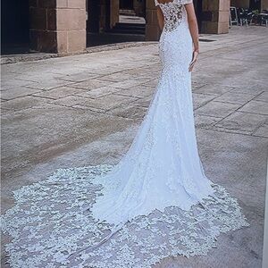 Sz 14 (altered to Sz 8-10) SYRINX PRONOVIAS wedding Dress & Custom Veil